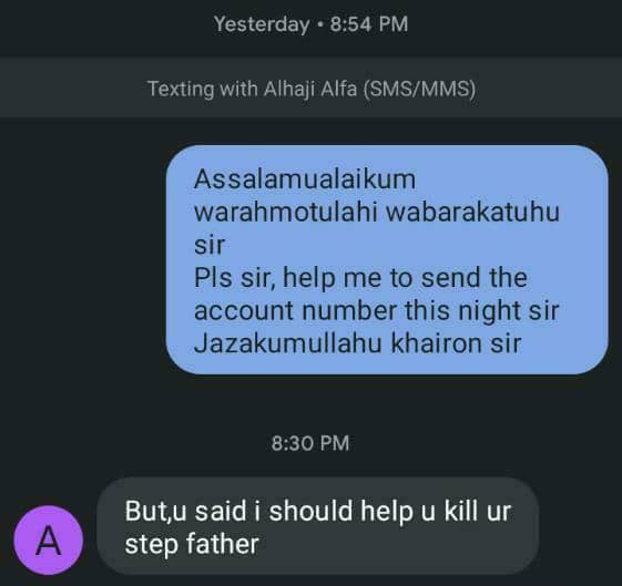 Ajafa's text to Ajibade
