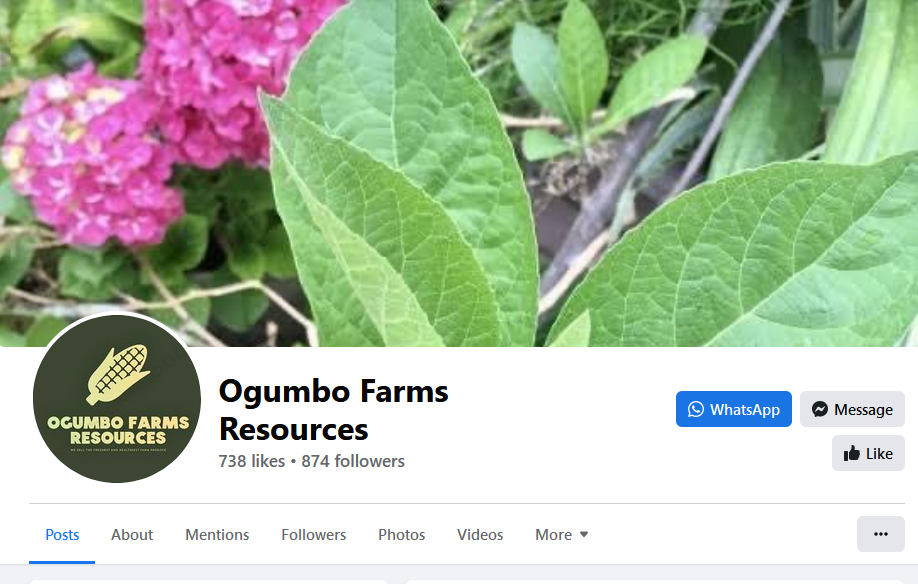 One of the two Facebook pages run by Ogumbo farms.