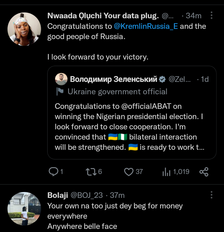 Screenshot of tweets against Zelenskyy 