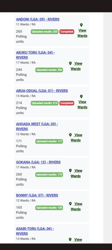 Rivers result 