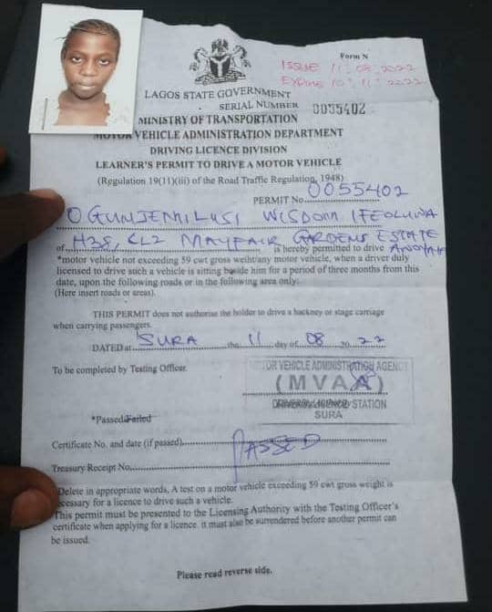 Ogunjemilusi's learner's permit