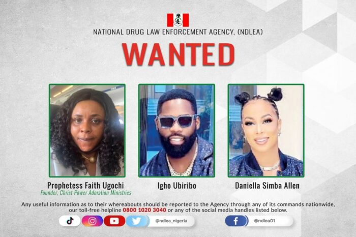 Prophetess and celebrity couple declared wanted by NDLEA