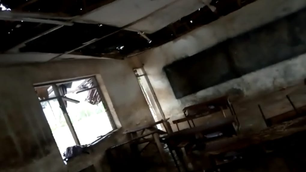 Dilapidated classrooms in the secondary school