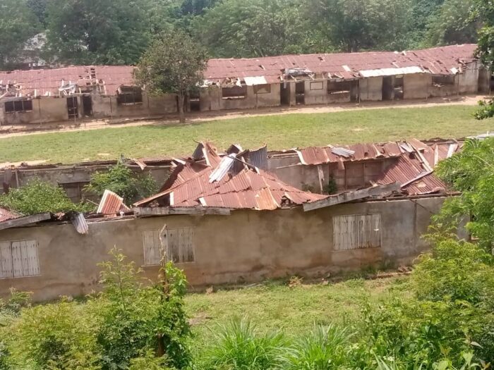 Dilapidated classrooms in the secondary school