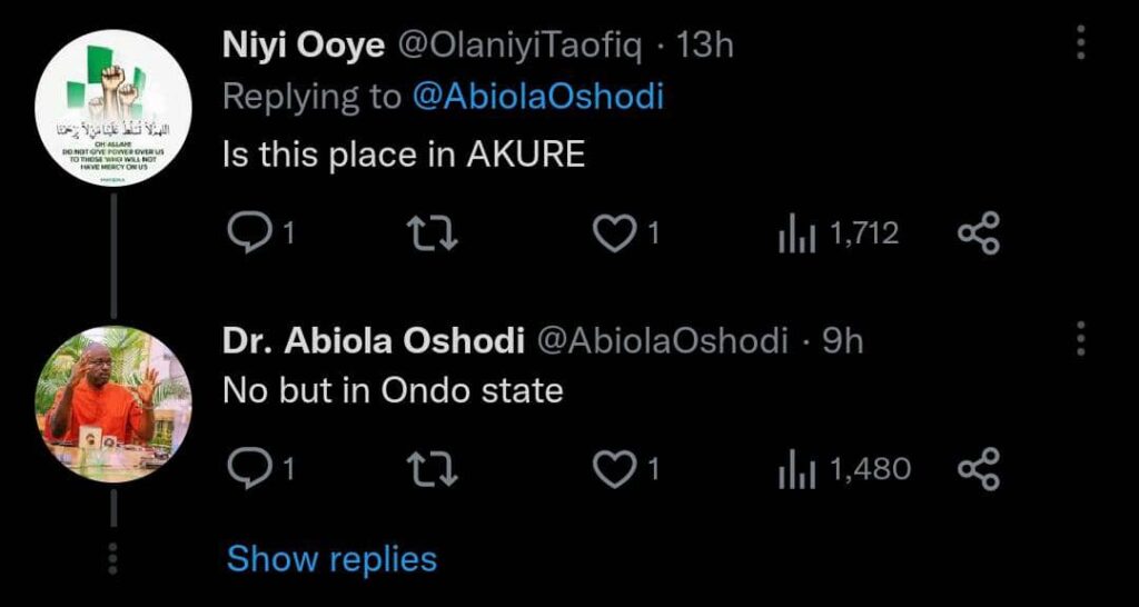 Abiola's reply to Twitter user who commented on his post