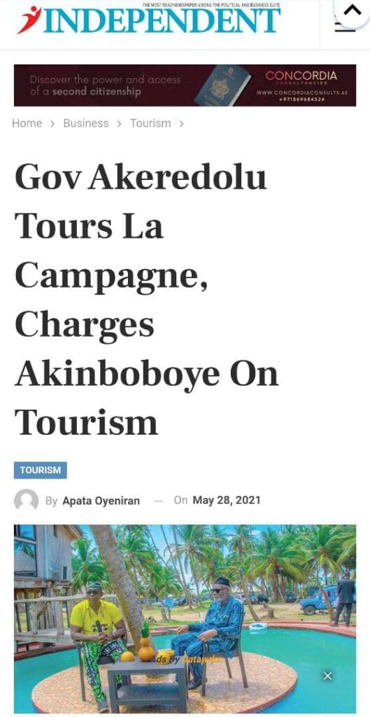 Report of Akeredolu's visit to the beach