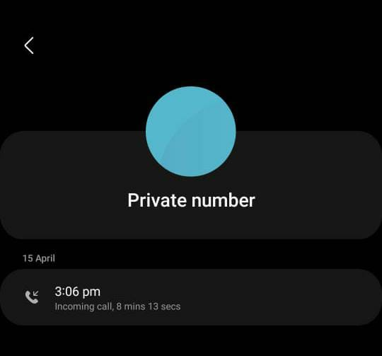 Private number used to call Uber driver.