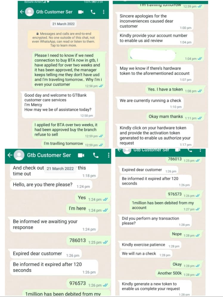 Chats between Amosun and the fake GTBank agent