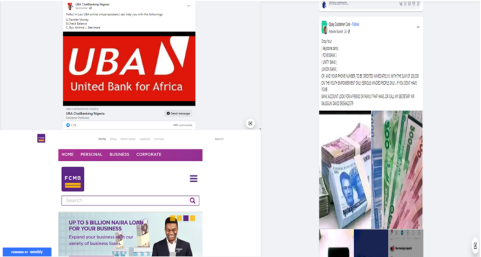 Fraudulent social media accounts claiming to be operated by financial institutions
