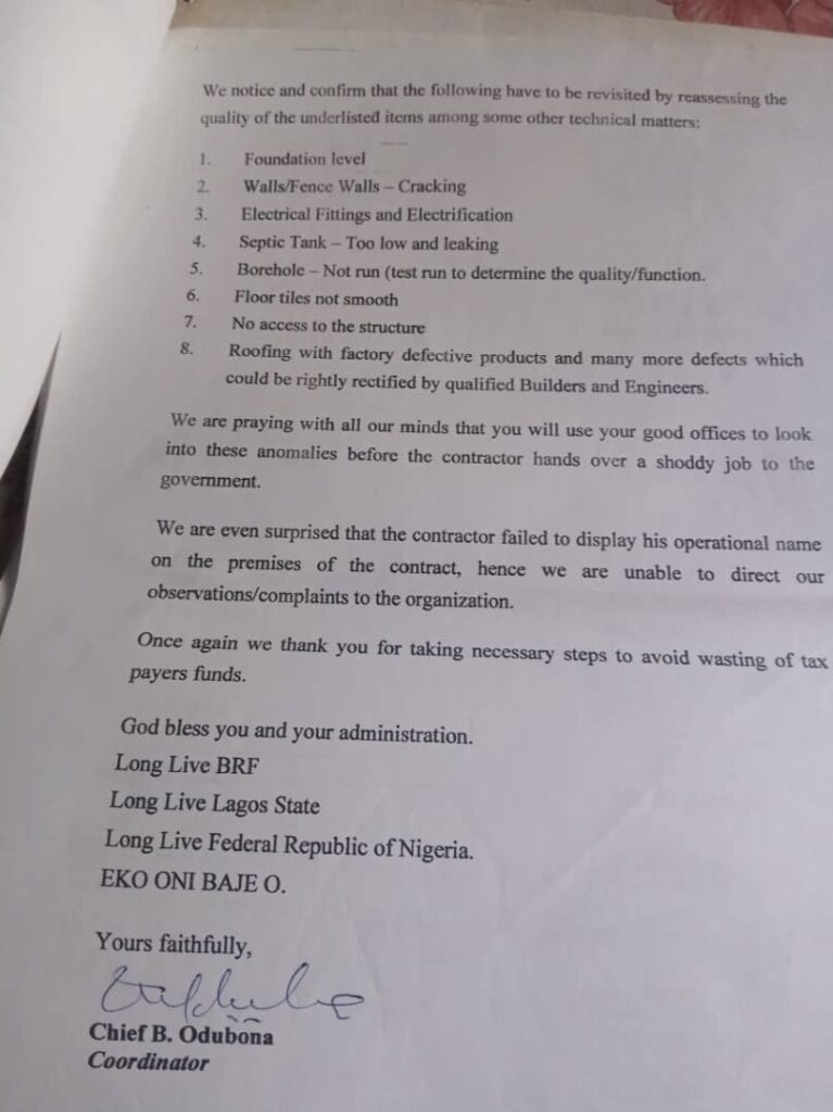 Letter addressed to Lagos State Commissioner for Health from Agiliti II in 2010