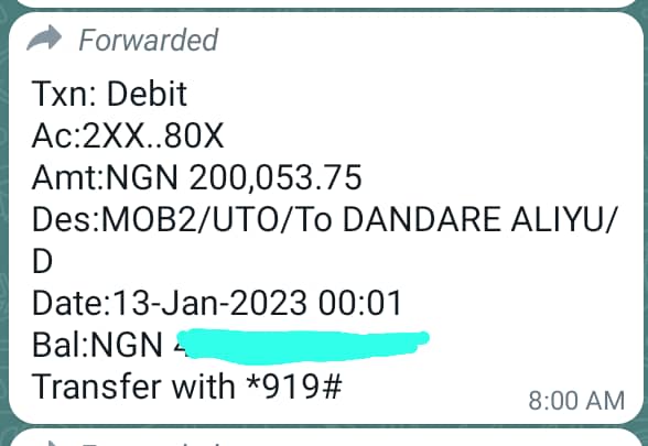 The Debit Alerts Received by Emakpo on his UBA account.