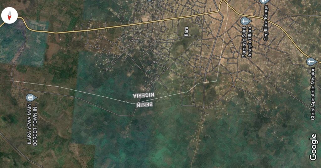 Google map showing the inter-road connection between Nigeria and R. Benin