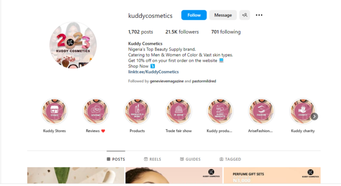 Kuddy Cosmetics IG Page