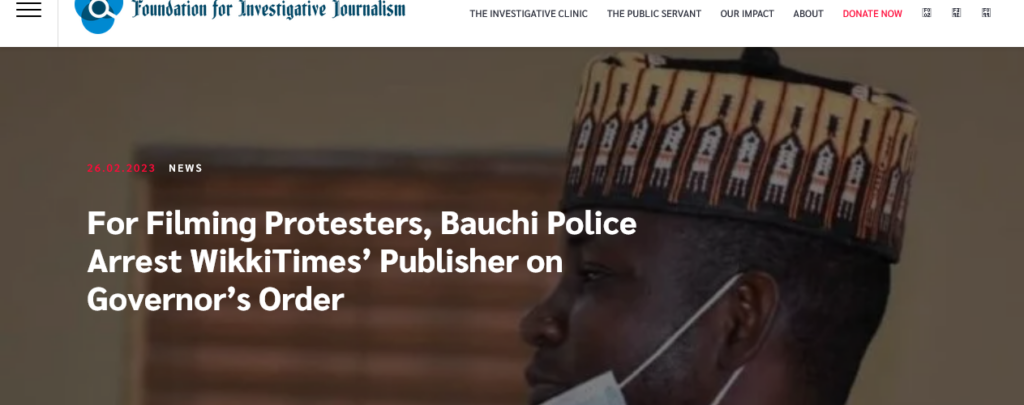On the orders of Bala Mohammed, Bauchi State Governor, police arrested journalist during the 2023 general election