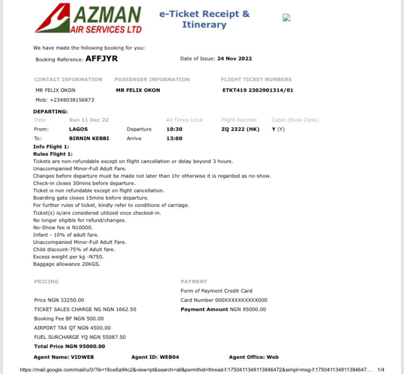 Azman Flight Ticket
