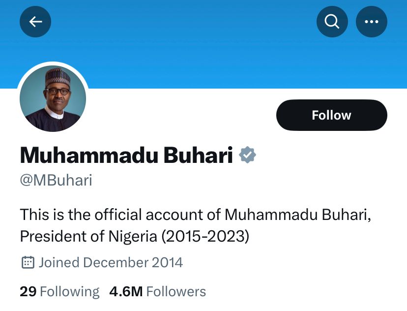 Buhari's twitter page