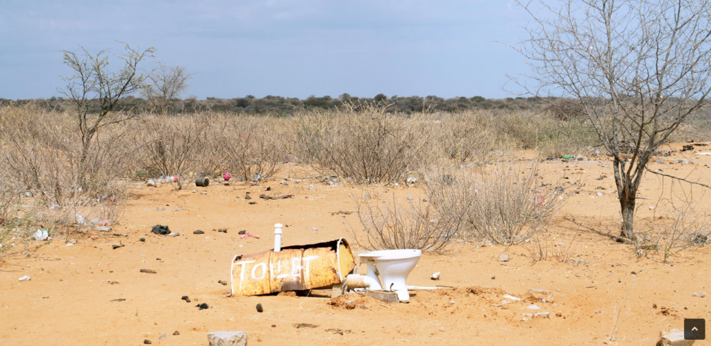 A toilet in Epukiro Pos-3, a.k.a. “The Lost Place,” a bleak encampment in a hostile environment for bushmen who have been evicted from private farms in the Omaheke region of Namibia.