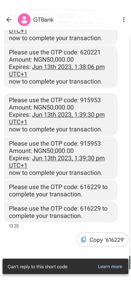 
A screenshot of the fraudulent transaction 