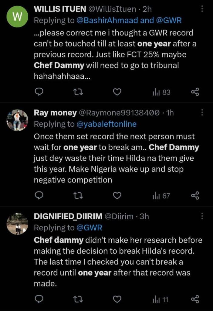 Tweets claiming Dammy can't break another record until after one year