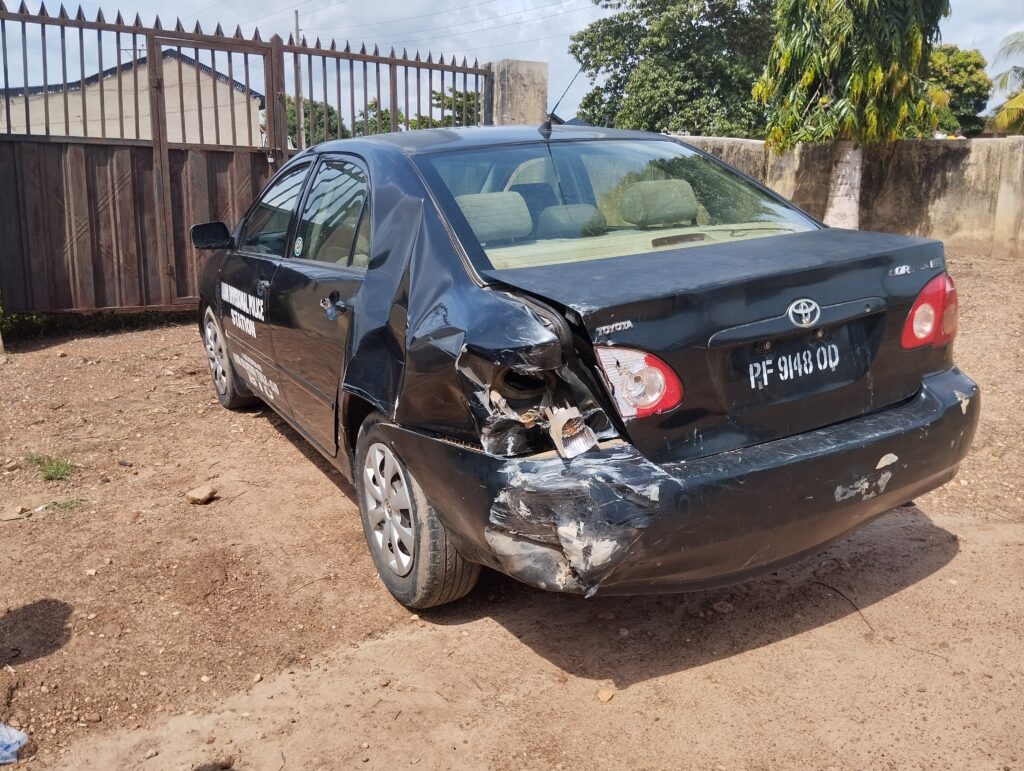 Bashed police vehicle parked in Akungba police division compound