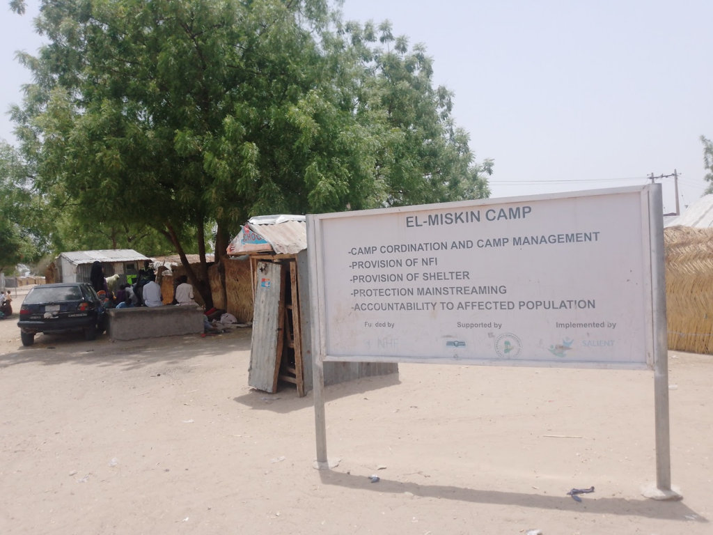 Signpost shows name of the El-Miskin IDP camp |