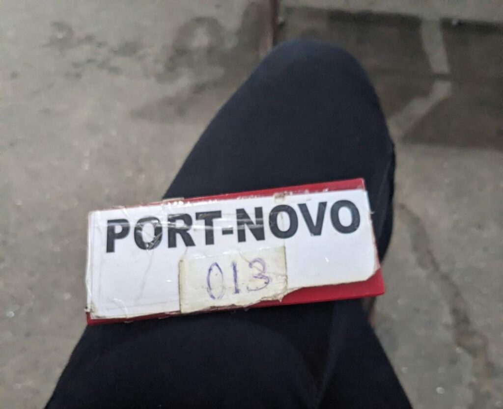Tag number '13' for Port Novo trip.  