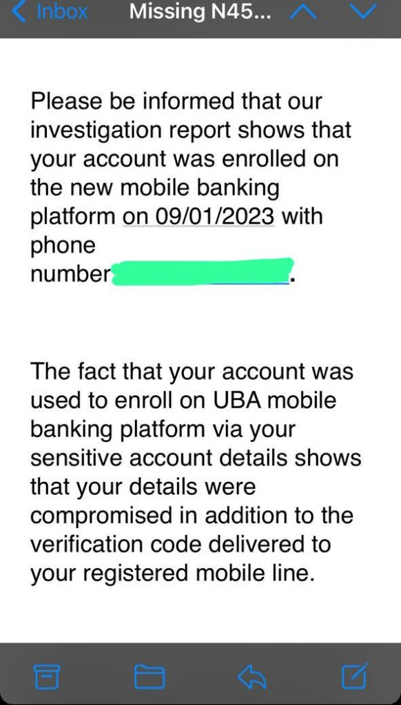 Email from UBA to Gbolahan