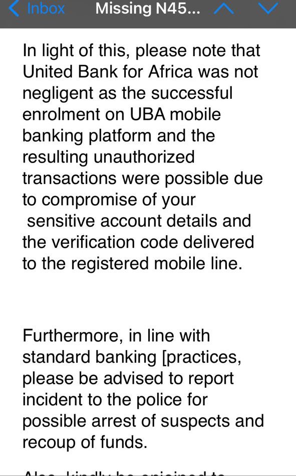Email from UBA to Gbolahan