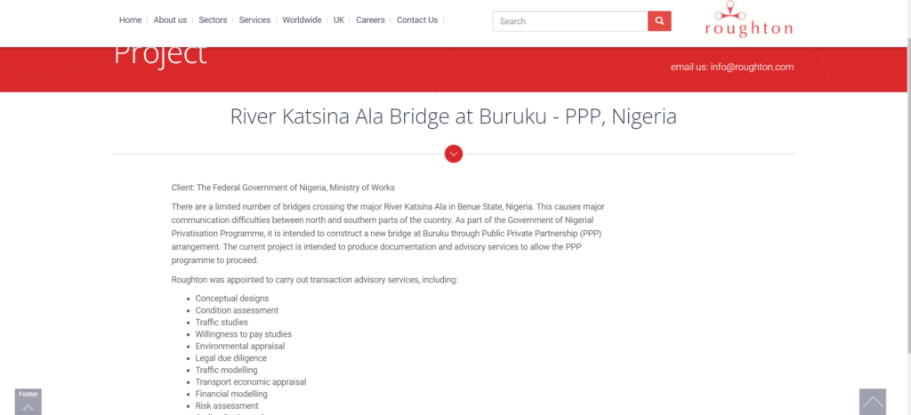 Buruku project listed on Roughton website