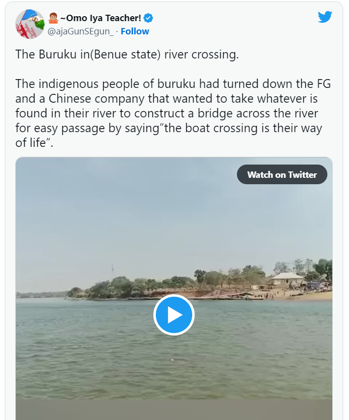 Tweets accusing youths of Buruku of sabotaging efforts towards bridge construction