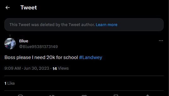Influencers deleted their tweets urging tweeps to ask for money with the Landwey hashtag