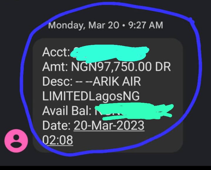
The debit notification GTB sent to Akinola