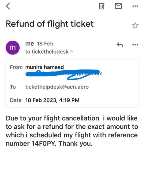 Request for flight ticket refund 
