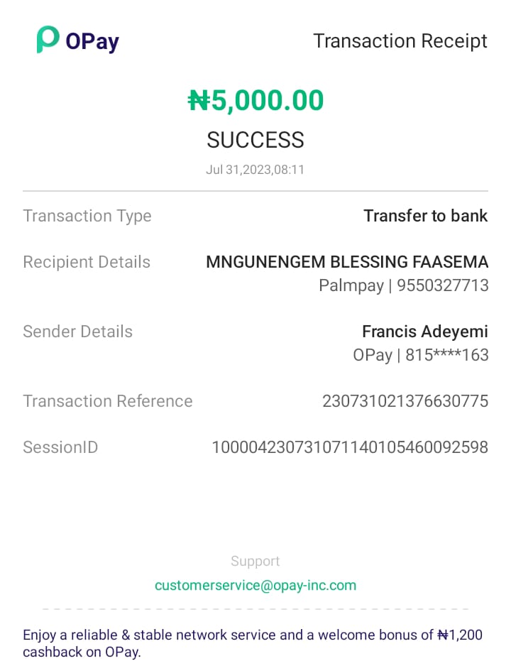 Francis Adeyemi's payment to the police