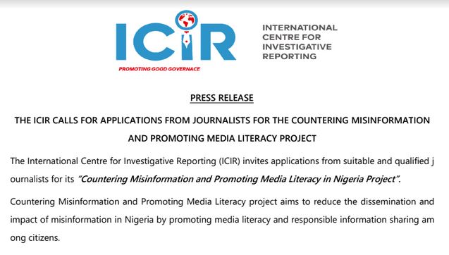 ICIR Calls for Applications for Countering Misinformation and Promoting Media Literacy Project
