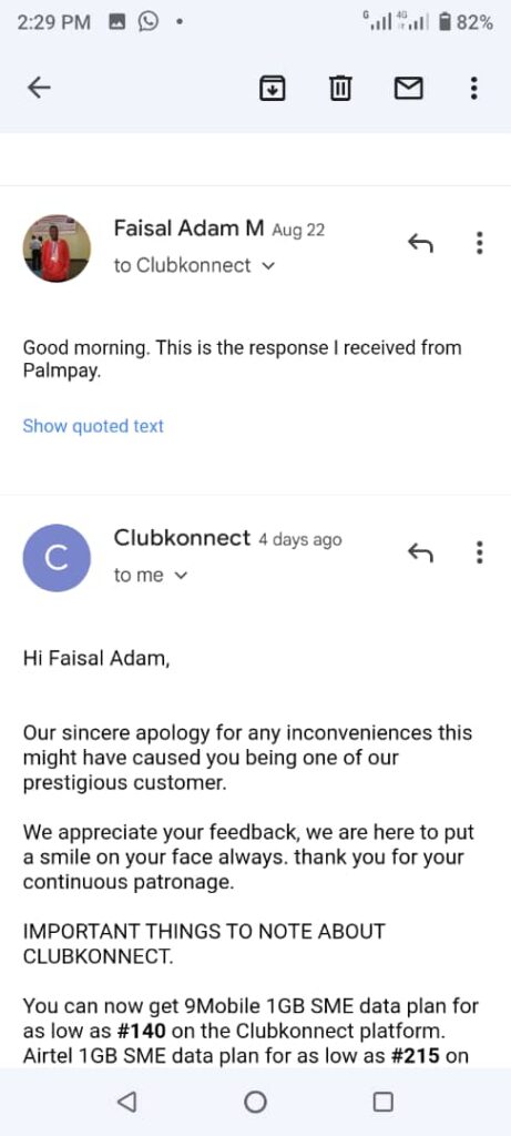 Email from Clubkonnect