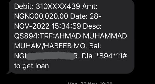 Screenshot of money sent to Habeeb Muhammed. 
