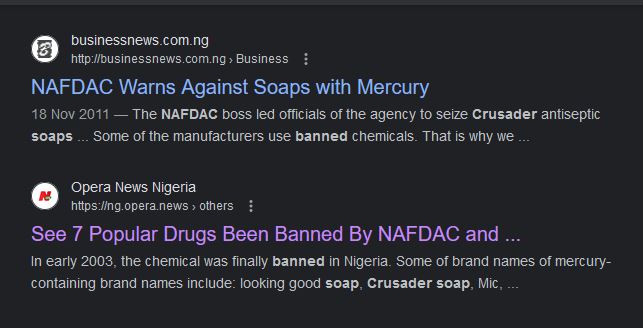 NAFDAC warning against Crusader soap