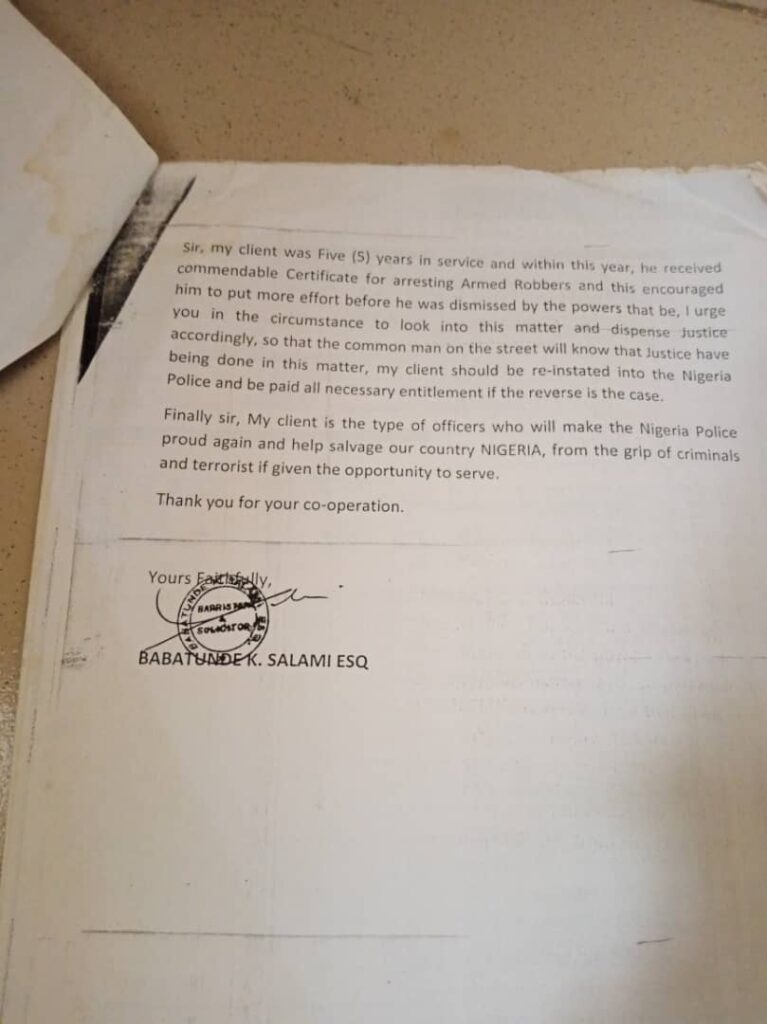 A petition Oseni Wrote in 2012