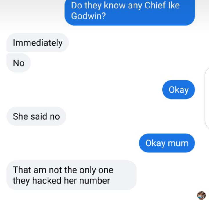 Chats Showing the Fraudster Also Hacked Into Other People's WhatsApp Profile