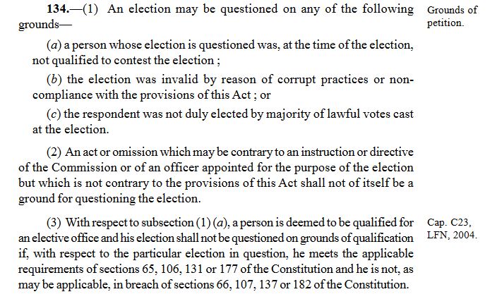 a section of the electoral act