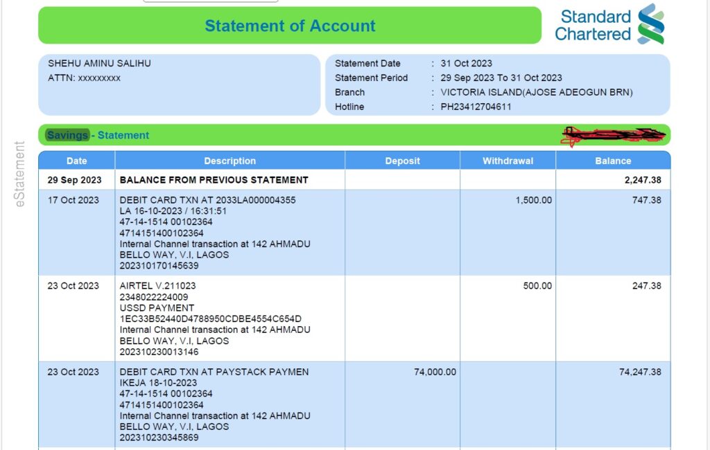 Bank statement showing refund from Max Air