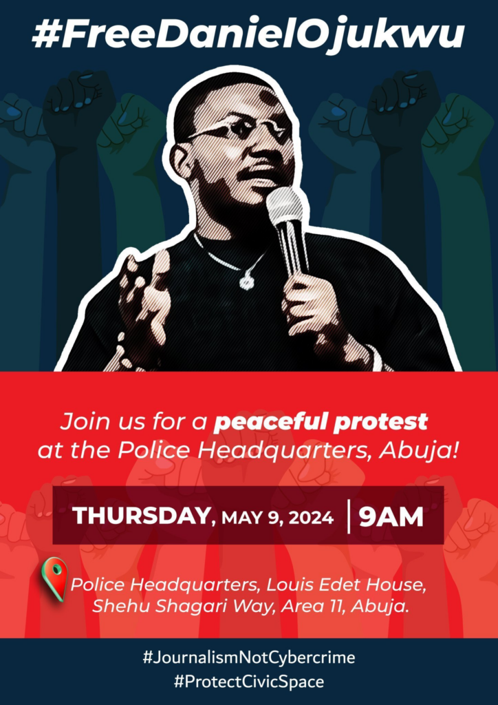 Flier for a peaceful protest to free Daniel Ojukwu