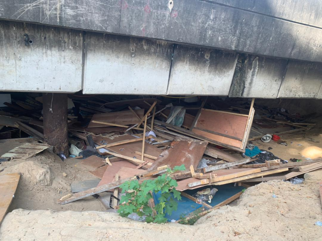 Demolished illegal settlement under Ikoyi bridge