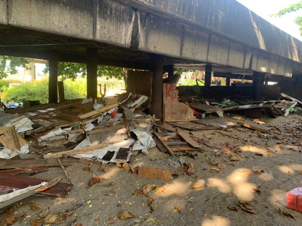Demolished illegal settlement under Ikoyi bridge