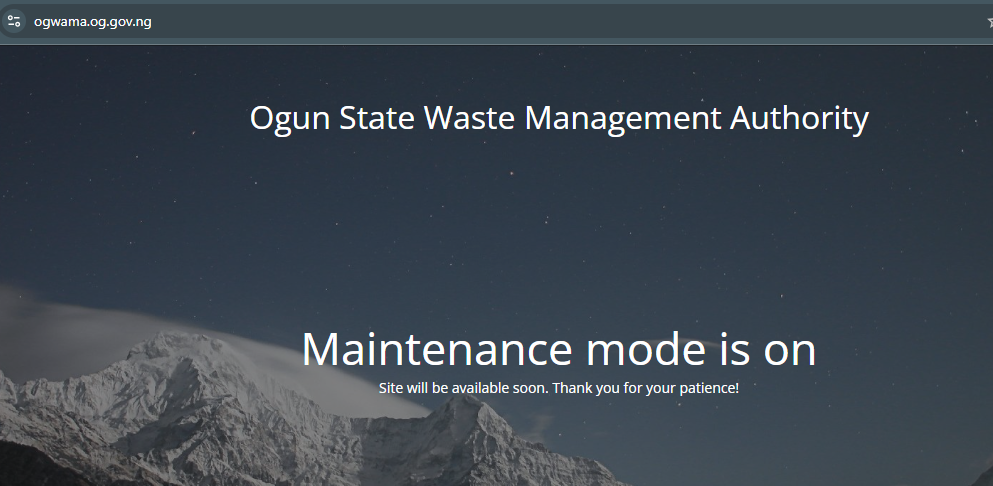 Ogun on Wrong Side of Regulation Again, This Time, It Leaves OGWAMA's Website in Maintenance Mode for Months