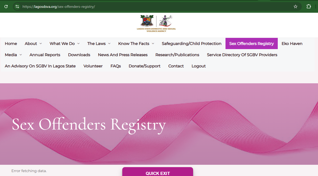 16.07.2026 Accountability and Governance Between NAPTIP, Lagos DSVA, Sex Offenders Register Goes Blank